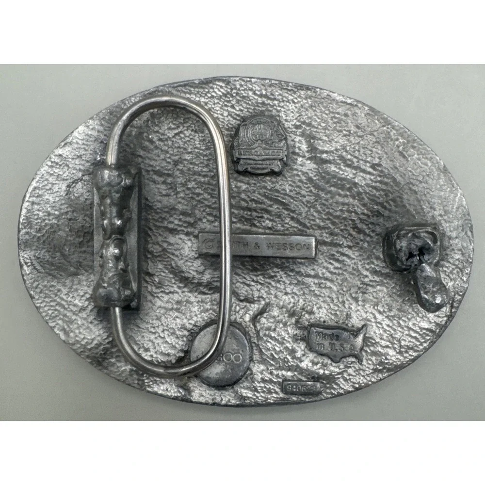 Bergamot Brass Works Smith & Wesson Silver & Black Belt Buckle Guns Eagle 940623